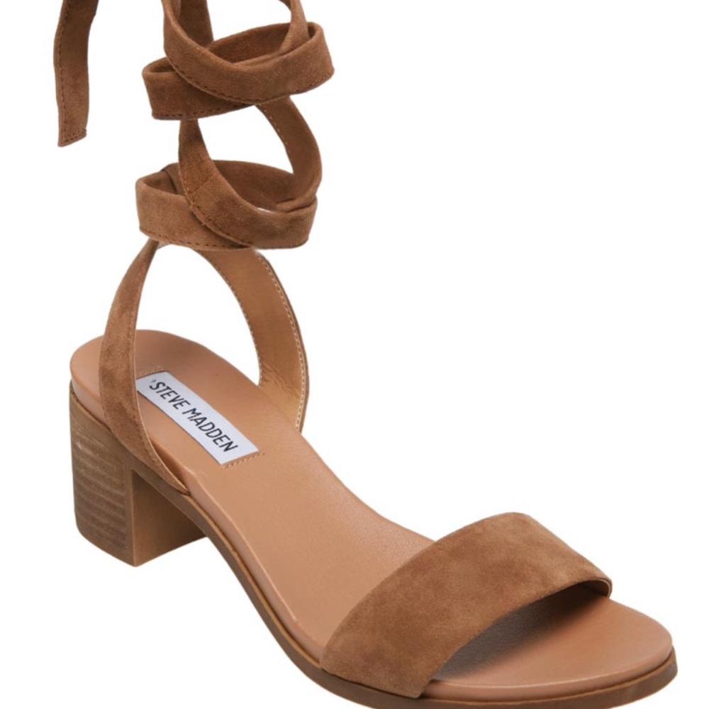 Steve Madden “Adrianne” Ankle Wrap Sandal (Brown)